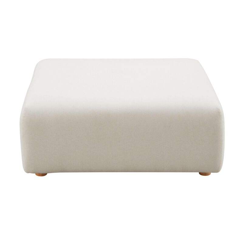 Hangover Cream Heavy Textured Fabric Ottoman