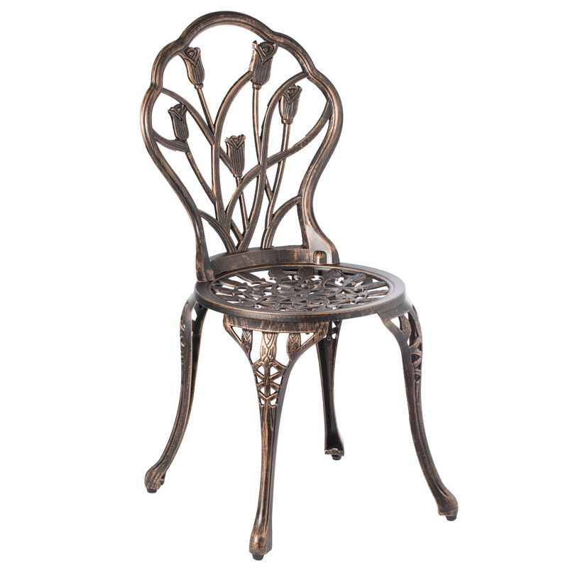 Indoor and Outdoor Bronze Dinning Set 2 Chairs with 1 Table Bistro Patio Cast Aluminum.