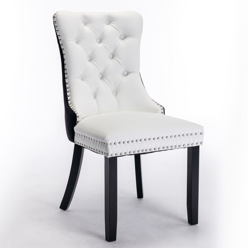 Contemporary PU & Velvet Dining Chair Set