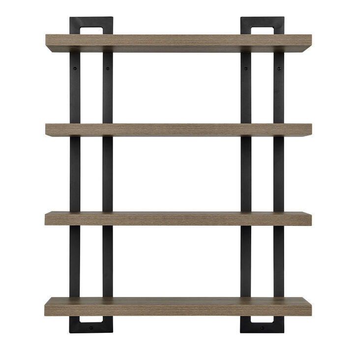 4-Tier Wide Ladder Bracket Floating Metal Frame Wall Shelves