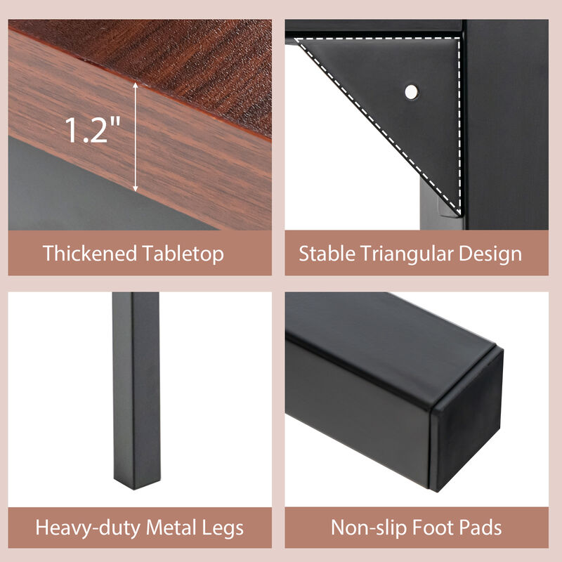 Costway Set of 4 55" Conference Table Office Computer Study Desk Metal Base Meeting Room