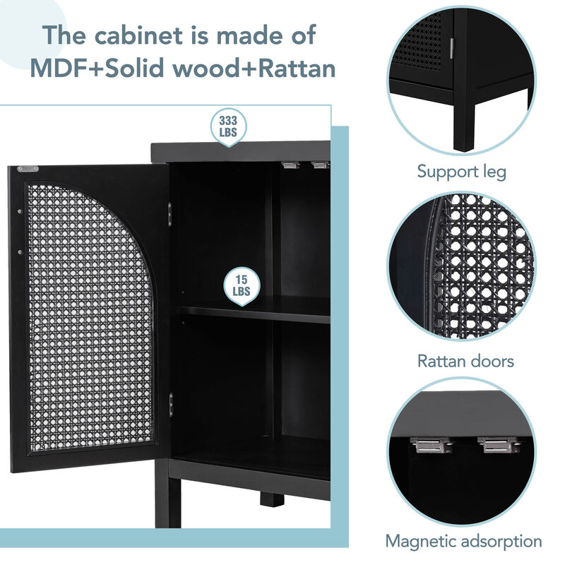60" Kitchen Sideboard Storage Buffet Cabinet, Black