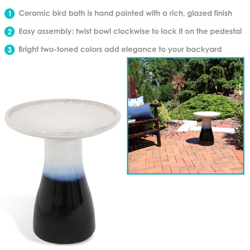 Sunnydaze Subtle Transitions Ceramic Bird Bath - 18.5 in