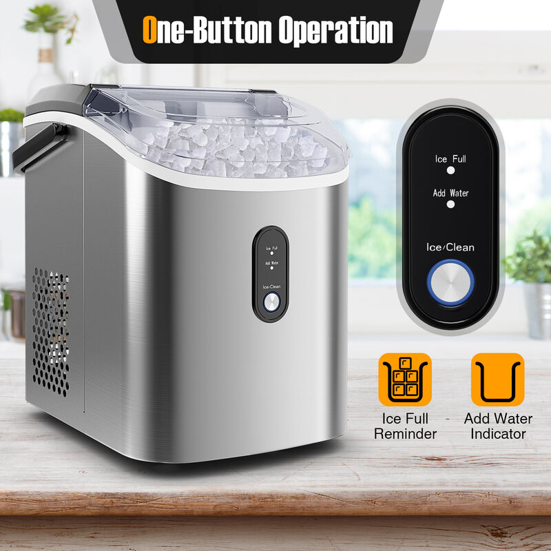 Countertop Nugget Ice Maker with Soft Chewable Pellet Ice for Home or Office Use
