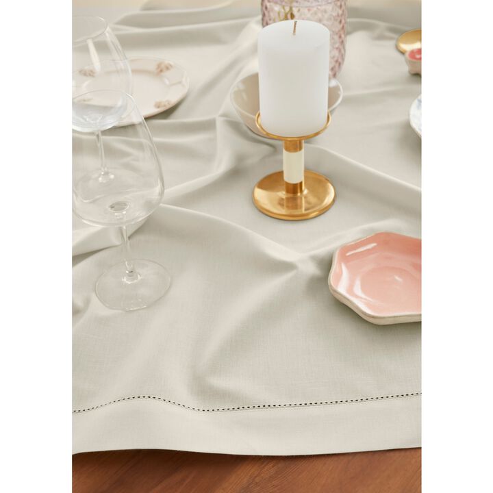 Solino Home Cotton Linen Hemstitch Table Throw 52 x 52 Inch