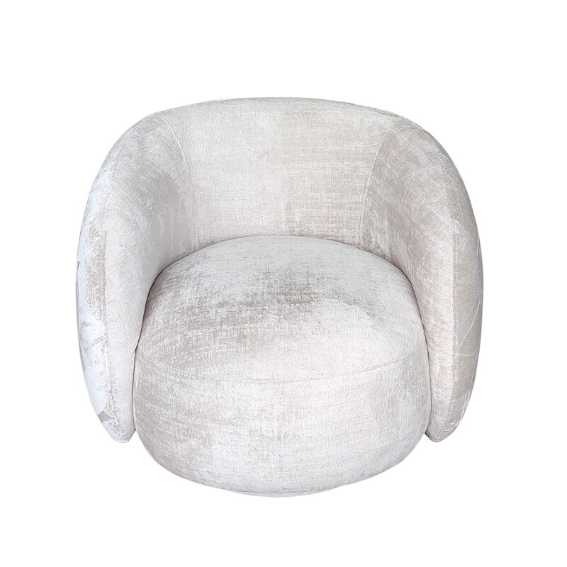 Pasargad Home Napoli Modern Swivel Base Barrel Chair, Ivory
