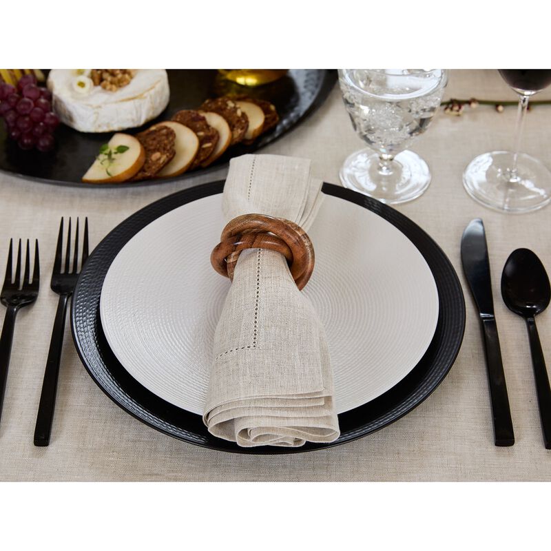 Solino Home 100% Pure Linen Dinner Napkins 20 x 20 Inch Set of 4 | Classic Hemstitch