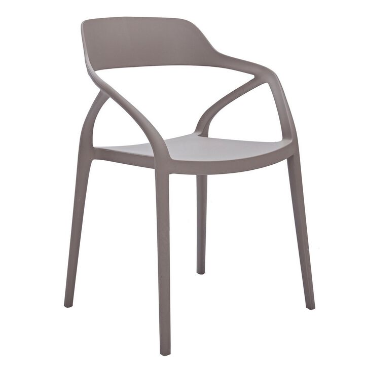 Geni 23 Inch Side Dining Chair Set of 4, Indoor Outdoor, Gray Finish - Benzara