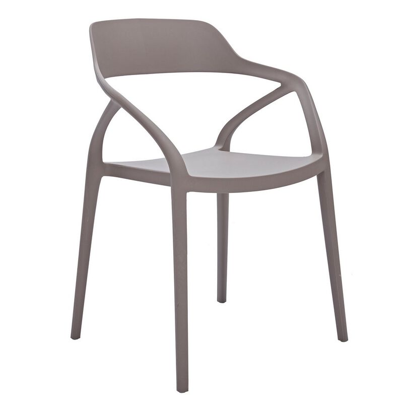 Geni 23 Inch Side Dining Chair Set of 4, Indoor Outdoor, Gray Finish - Benzara