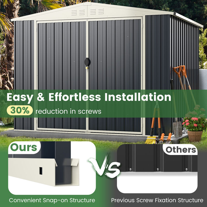 7.5 x 6.3 FT Metal Outdoor Storage Shed with Lockable Door