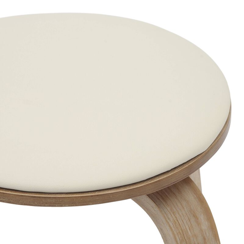LeisureMod Pelya Mordern Wooden Dining Stool in Brown