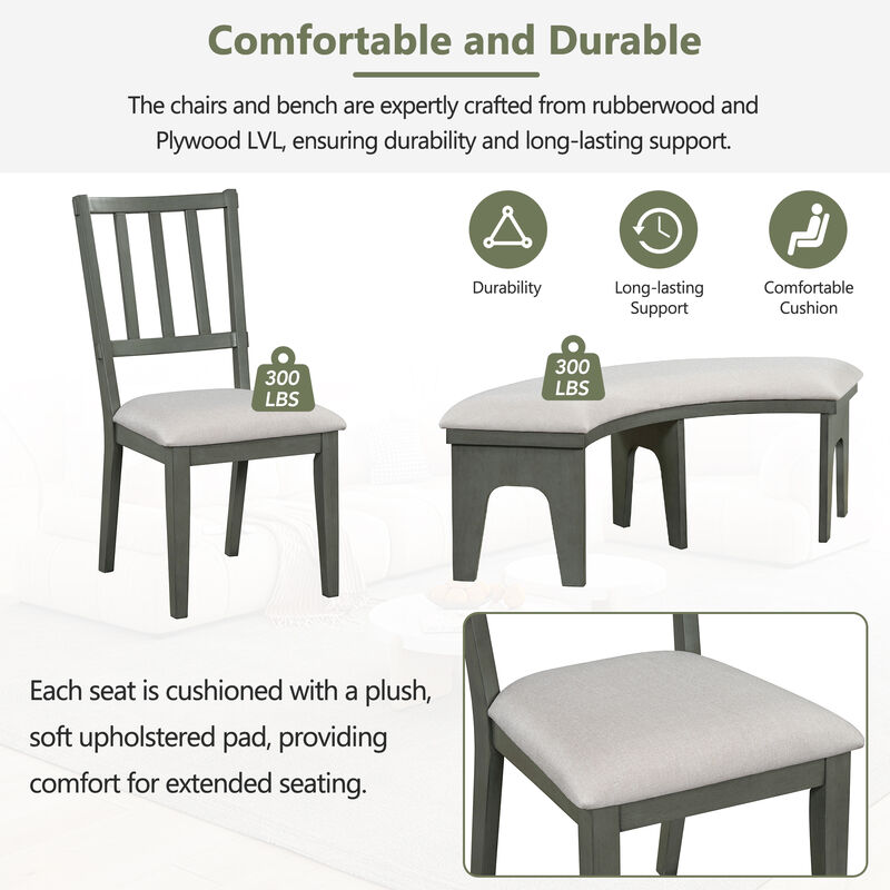 Merax 5-piece Rustic Charm Round Table Dining Set