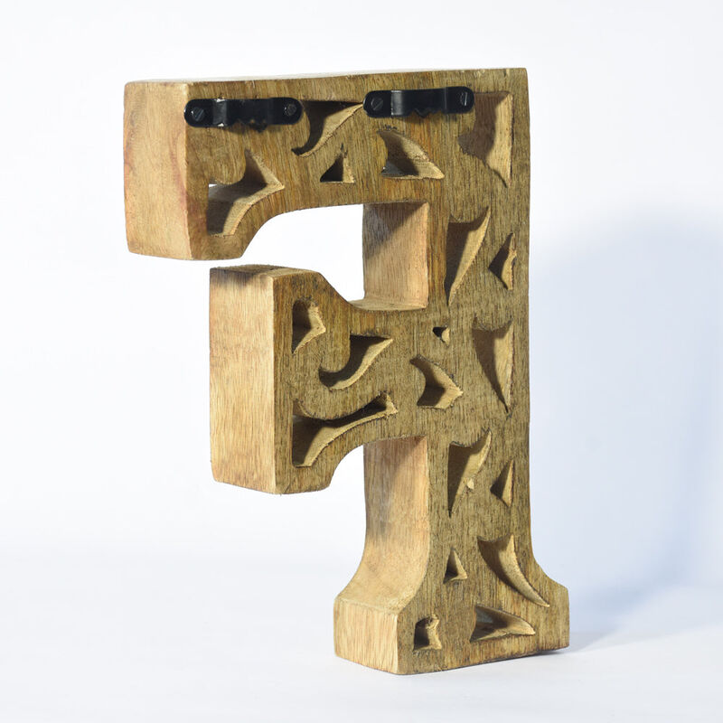 Vintage Natural Gold Handmade Eco-Friendly "F" Alphabet Letter Block For Wall Mount & Table Top Décor