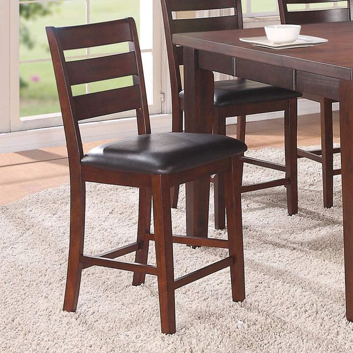 2 Antique Walnut Wood Counter Height Chairs
