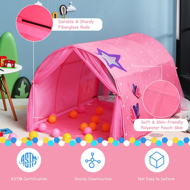 Kids Galaxy Starry Sky Dream Portable Play Tent with Double Net Curtain-Pink