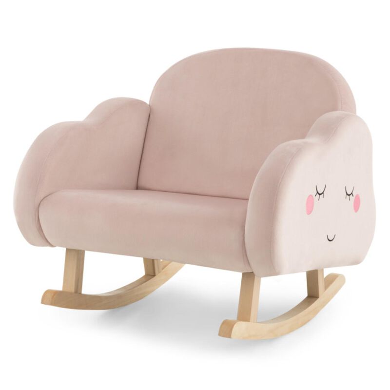 Hivvago Upholstered Toddler Rocker with Solid Wood Legs and Non-slip Foot Pads