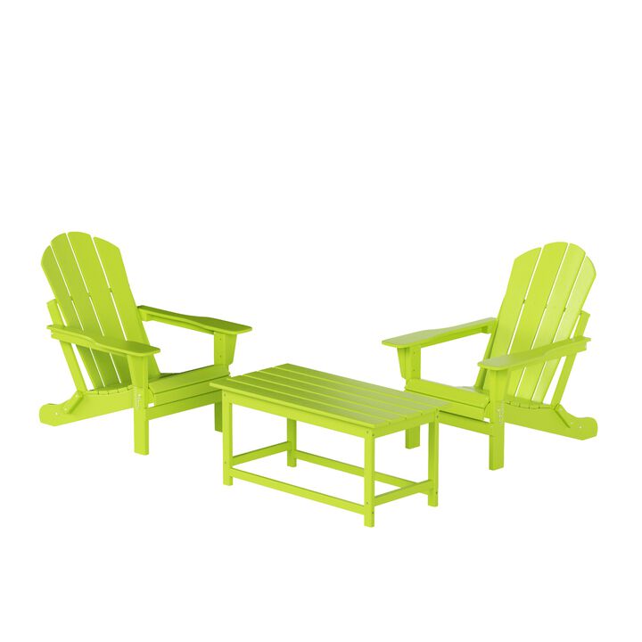 WestinTrends 3-Piece Outdoor Patio Adirondack Chair with Coffee Table Set