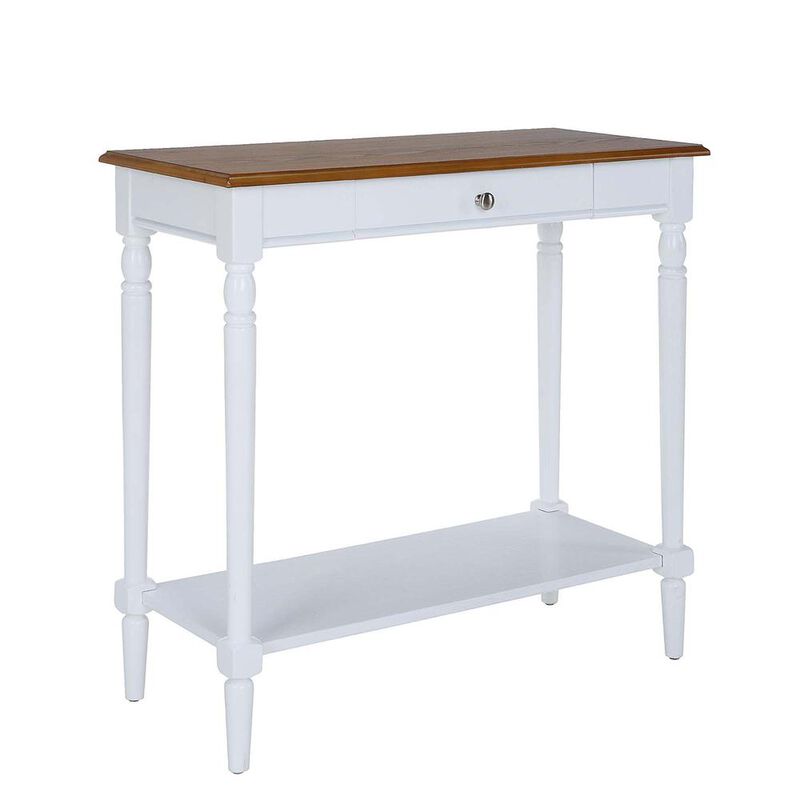 Convenience Concepts French Country 1 Drawer Hall Table with Shelf, Dark Walnut/White Finish