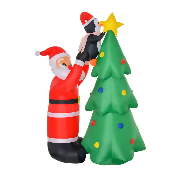 6' Outdoor Inflatable Garden Xmas Santa Claus Decoration w/ Tree & LED Lights