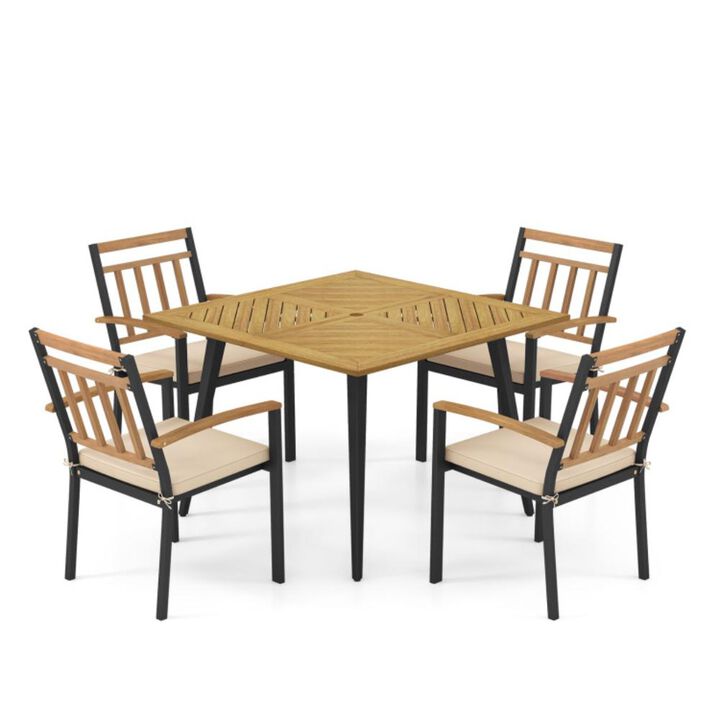 Hivvago 5 Pieces Patio Dining Set with Cushions and 1.9 inches Umbrella Hole