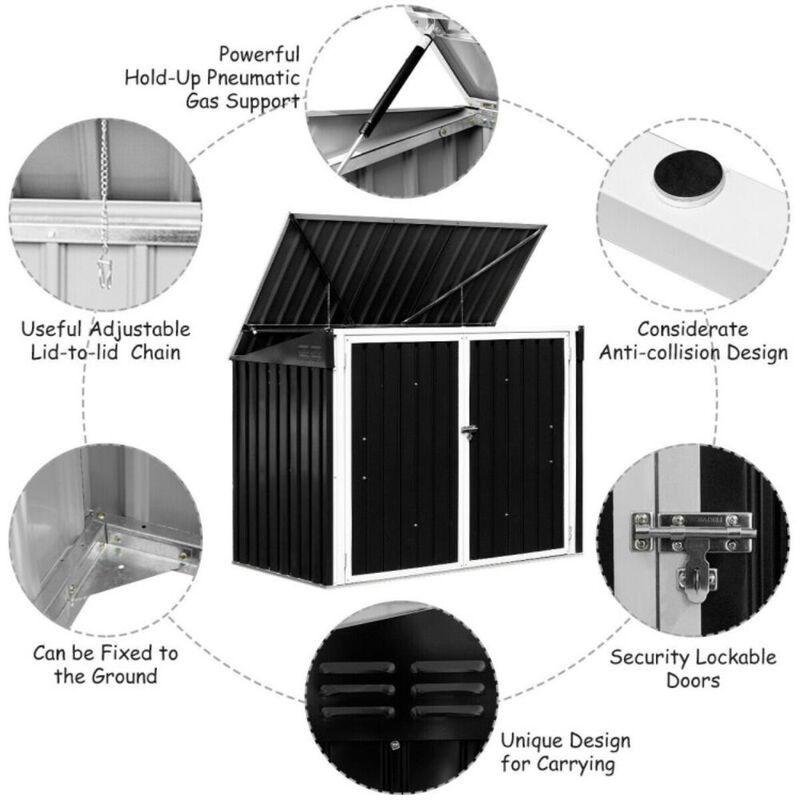 Hivvago Horizontal Storage Shed 68 Cubic Feet for Garbage Cans