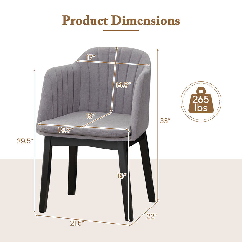 Upholstered Velvet Accent Modern Dining Chairs Set of 2 with Curved Backrests