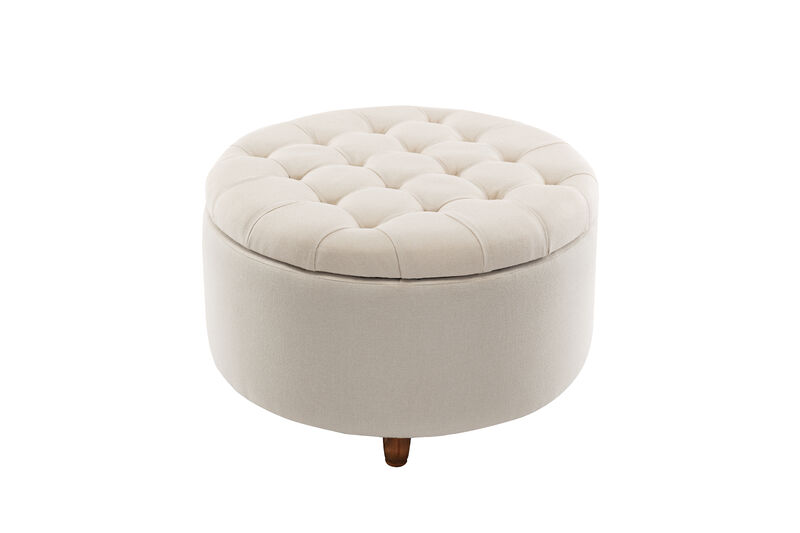 Prescott Large Round Tufted Storage Ottoman