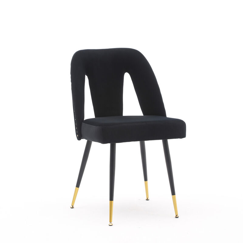 Akoya Collection Modern, Contemporary Velvet Upholstered Dining Chair With Nailheads And Trim