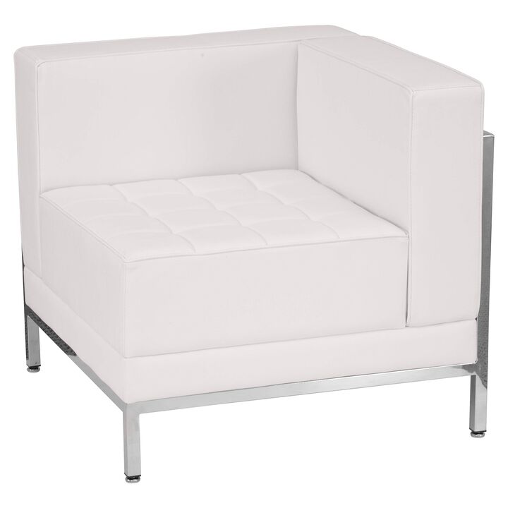Flash Furniture HERCULES Imagination Series Contemporary White LeatherSoft Right Corner Chair with Encasing Frame