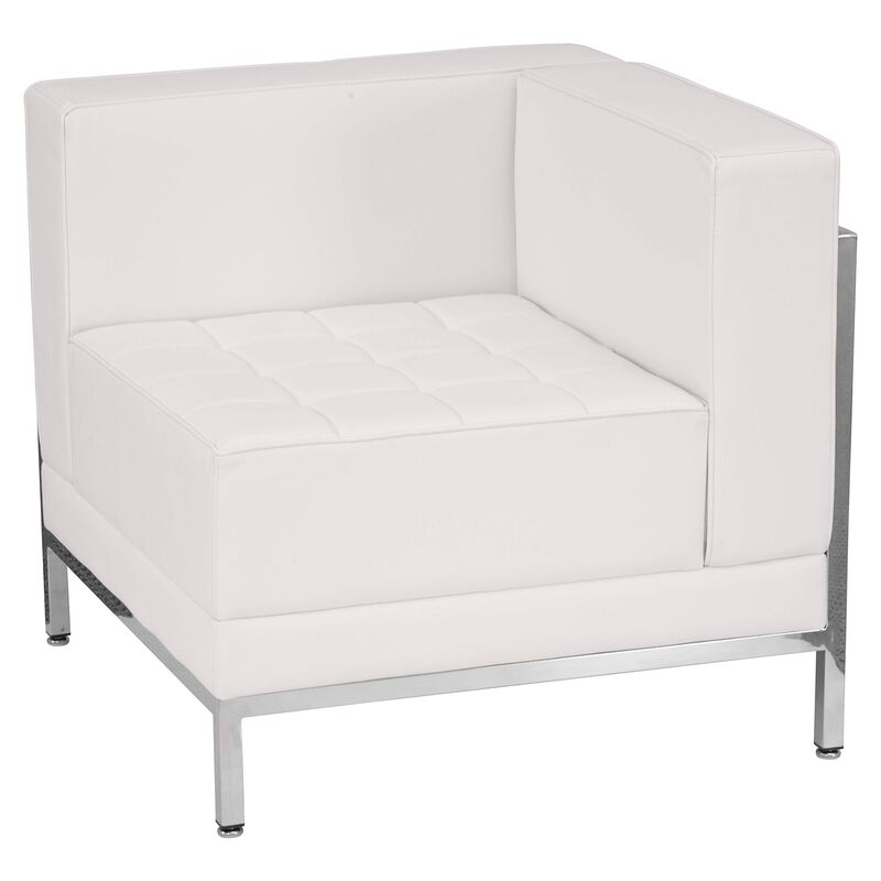 Flash Furniture HERCULES Imagination Series Contemporary White LeatherSoft Right Corner Chair with Encasing Frame