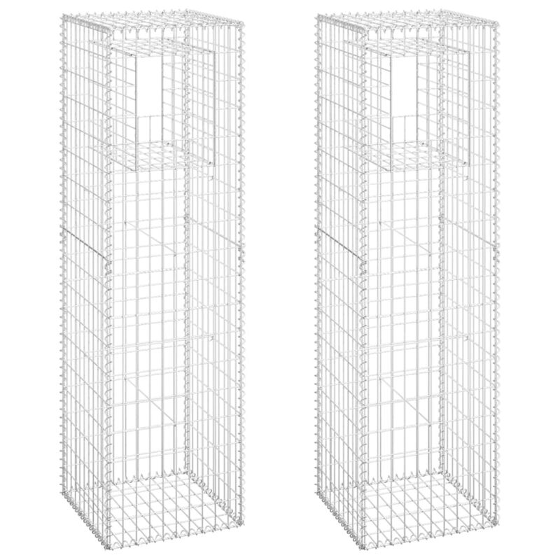 vidaXL Gabion Basket Posts 2 pcs 19.7"x19.7"x70.9" Iron