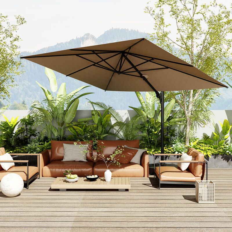 FUFU&GAGA Navy Blue Cantilever Umbrella | Heavy-Duty Outdoor Sunshade with Rotating Base