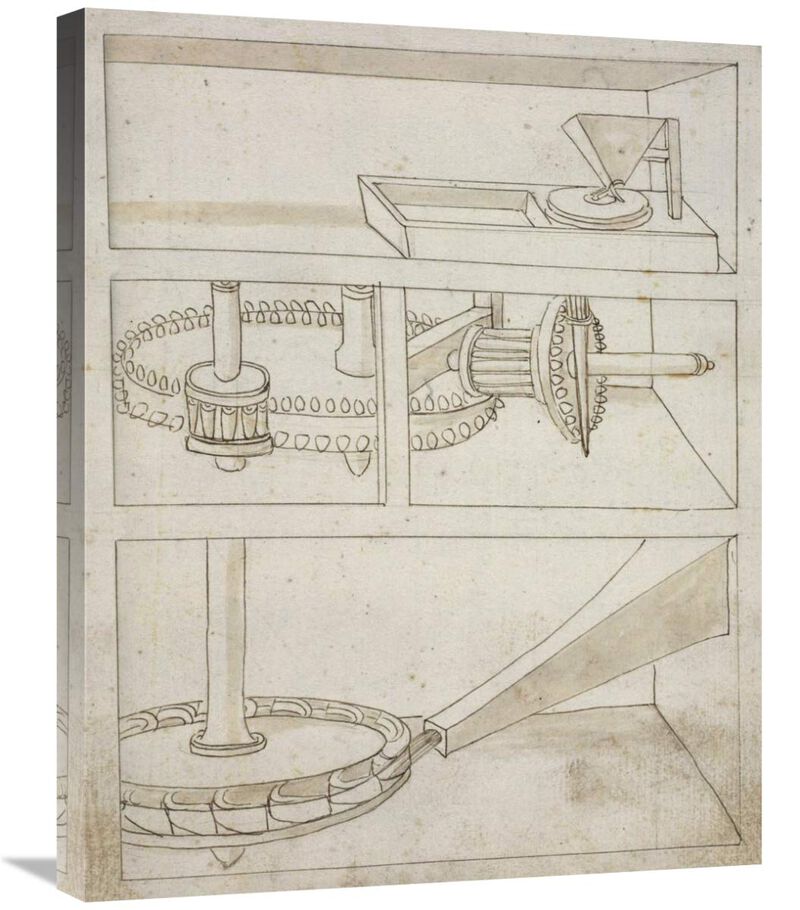 Mill with horizontal water wheel-Canvas Art-22x28