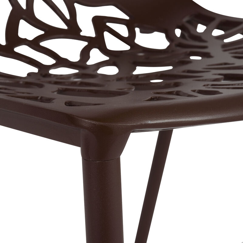 LeisureMod Devon Modern Aluminum Outdoor Dining Chair set of 2 in Red