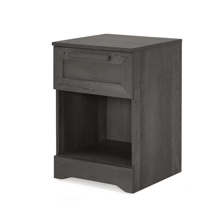 Vinie Nightstand with 1 Drawer and Shelf, Modern Taupe Gray Finish - Benzara