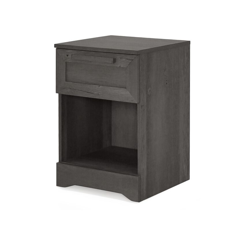 Vinie Nightstand with 1 Drawer and Shelf, Modern Taupe Gray Finish - Benzara