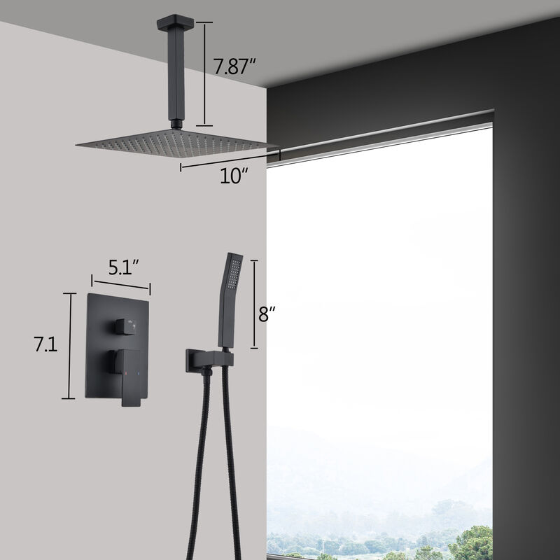 Ceiling Mounted Shower System Combo Set With Handheld And 10 Shower Head