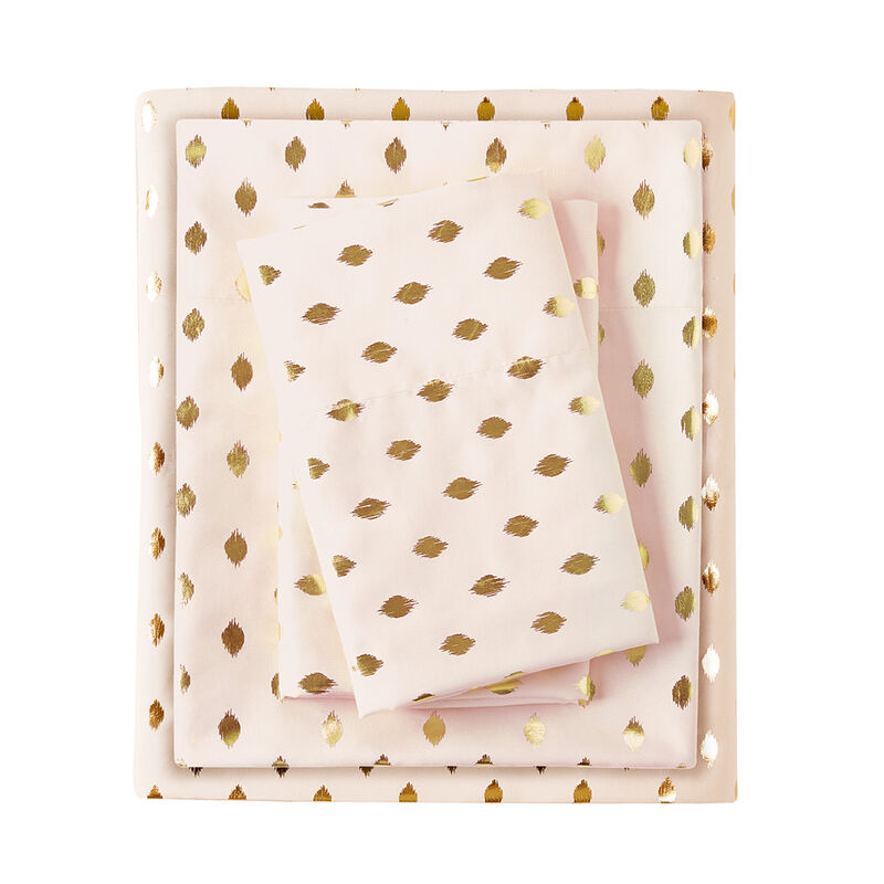 Gracie Mills Juniper Metallic Ikat Dot Printed Sheet Set