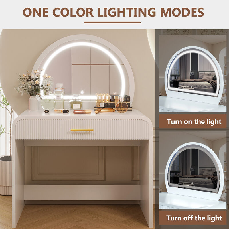 Merax Makeup Vanity Table with Touch Screen Lighted Mirror