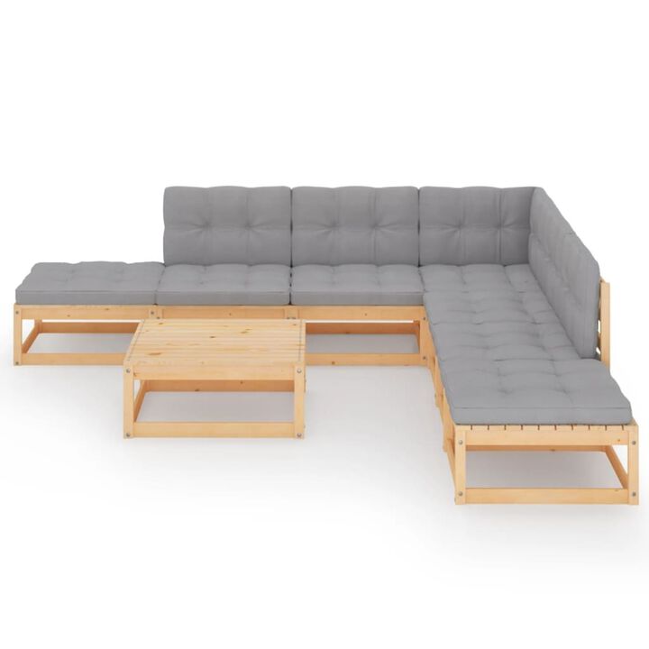 vidaXL 8 Piece Garden Lounge Set with Cushions Solid Pinewood