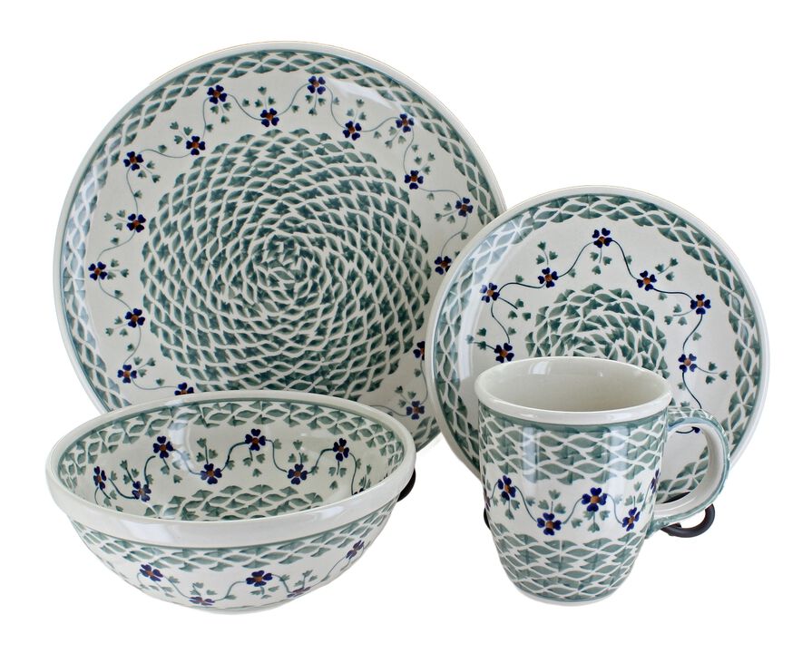 Blue Rose Polish Pottery Desert Oasis 4 Piece Place Setting - Service for 1