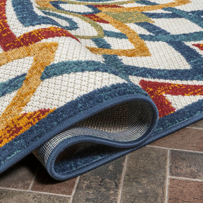 Flora Abstract Bold Mandala High-Low Indoor/Outdoor Area Rug