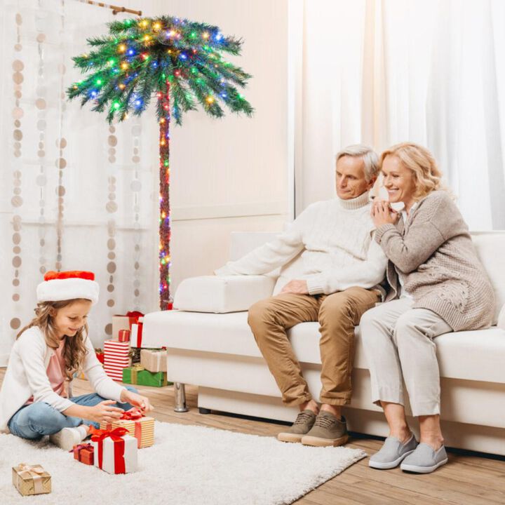 Hivvago 6 Feet Pre-Lit Artificial Tropical Christmas Palm Tree with 210 Multi-Color Lights