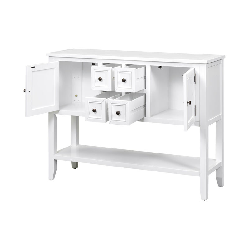 46" Console Table Buffet Sideboard Storage Drawers Cabinets Sofa Tables, White
