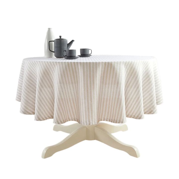 Solino Home 100% Pure Linen Round Tablecloth 70 Inch Diameter | Amalfi Stripe