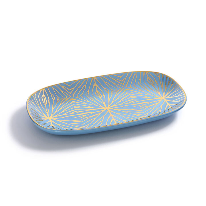 Talianna Lily Pad Catchall Tray, Sky Blue & Gold