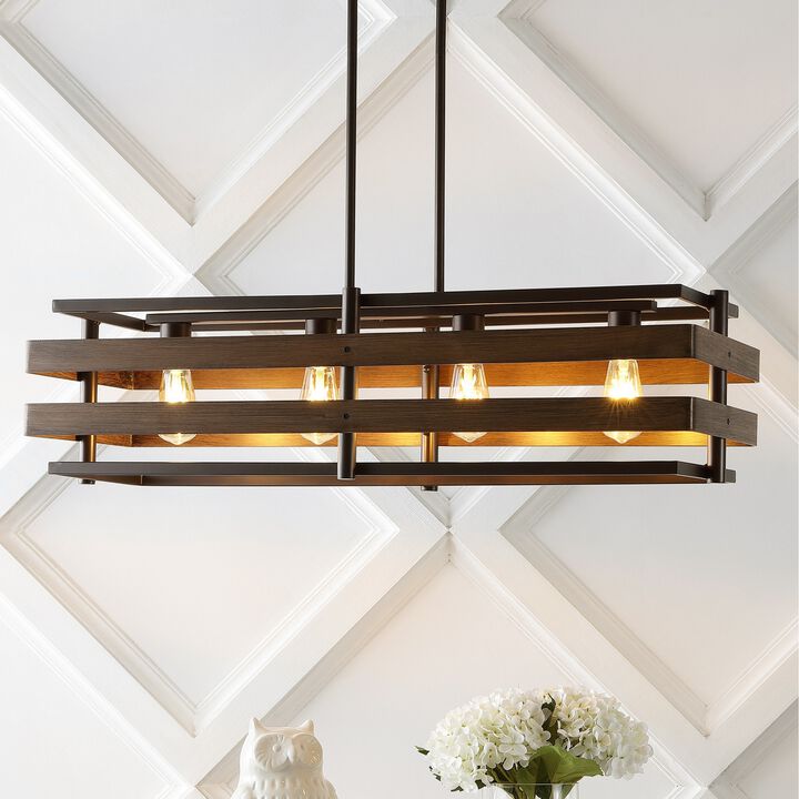 Horizon 4-Light Rustic Farmhouse Iron Linear LED Pendant