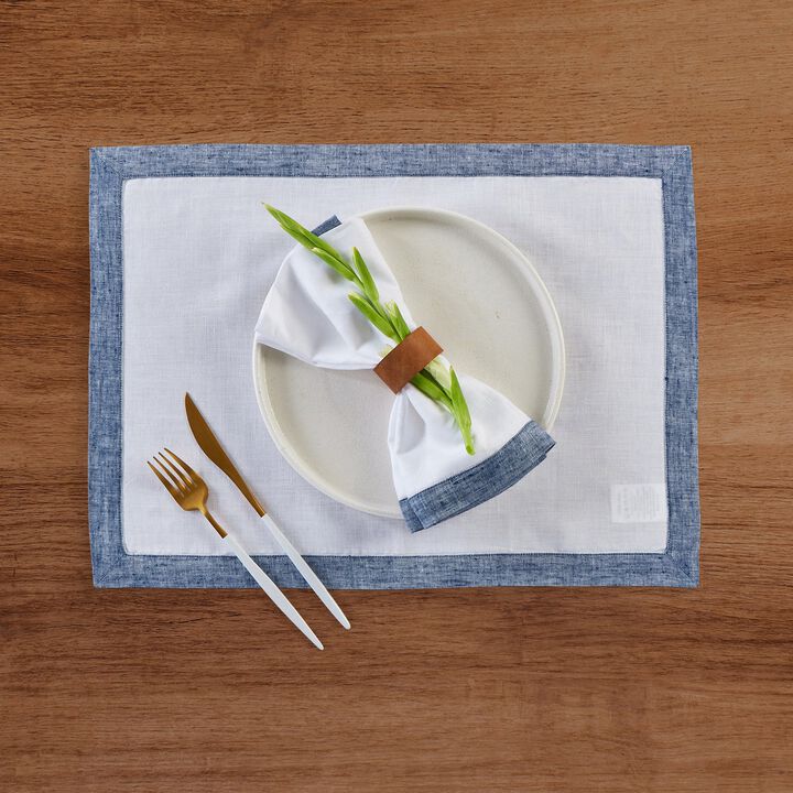 Solino Home 100% Pure Linen Placemats 14 x 19 Inch Set of 4 | Classic