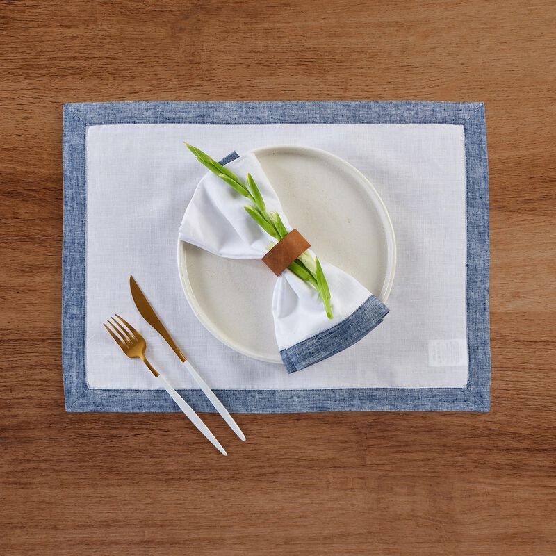 Solino Home 100% Pure Linen Placemats 14 x 19 Inch Set of 4 | Classic