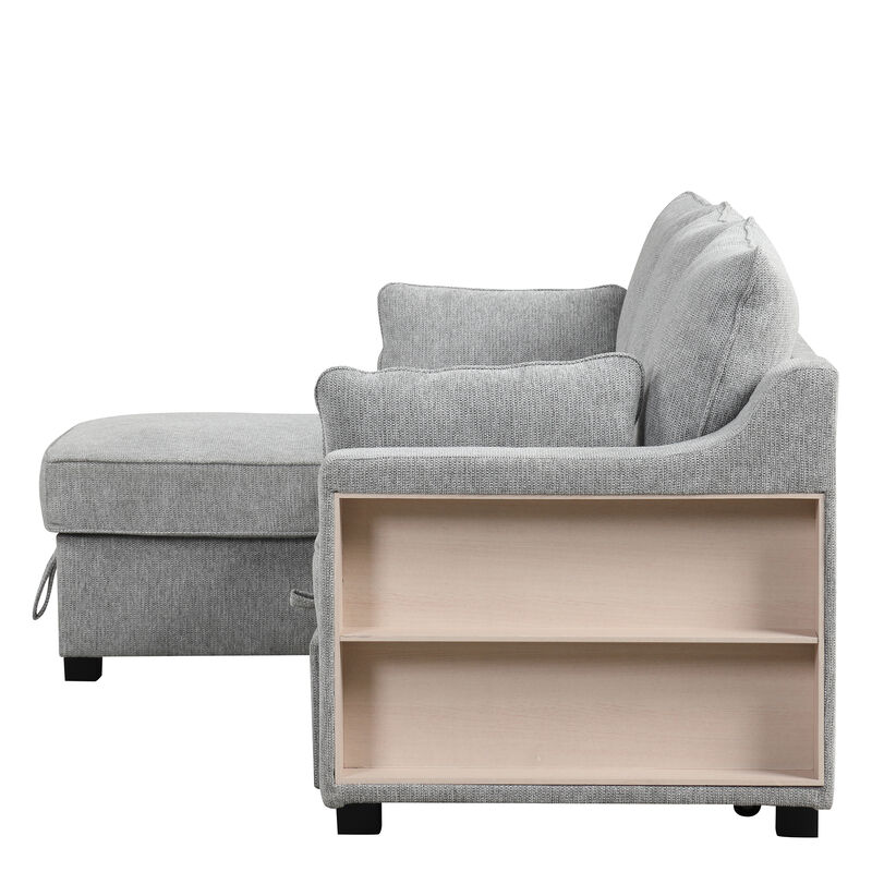 Merax  L-Shaped Couch Convertible Sofa Bed with Storage